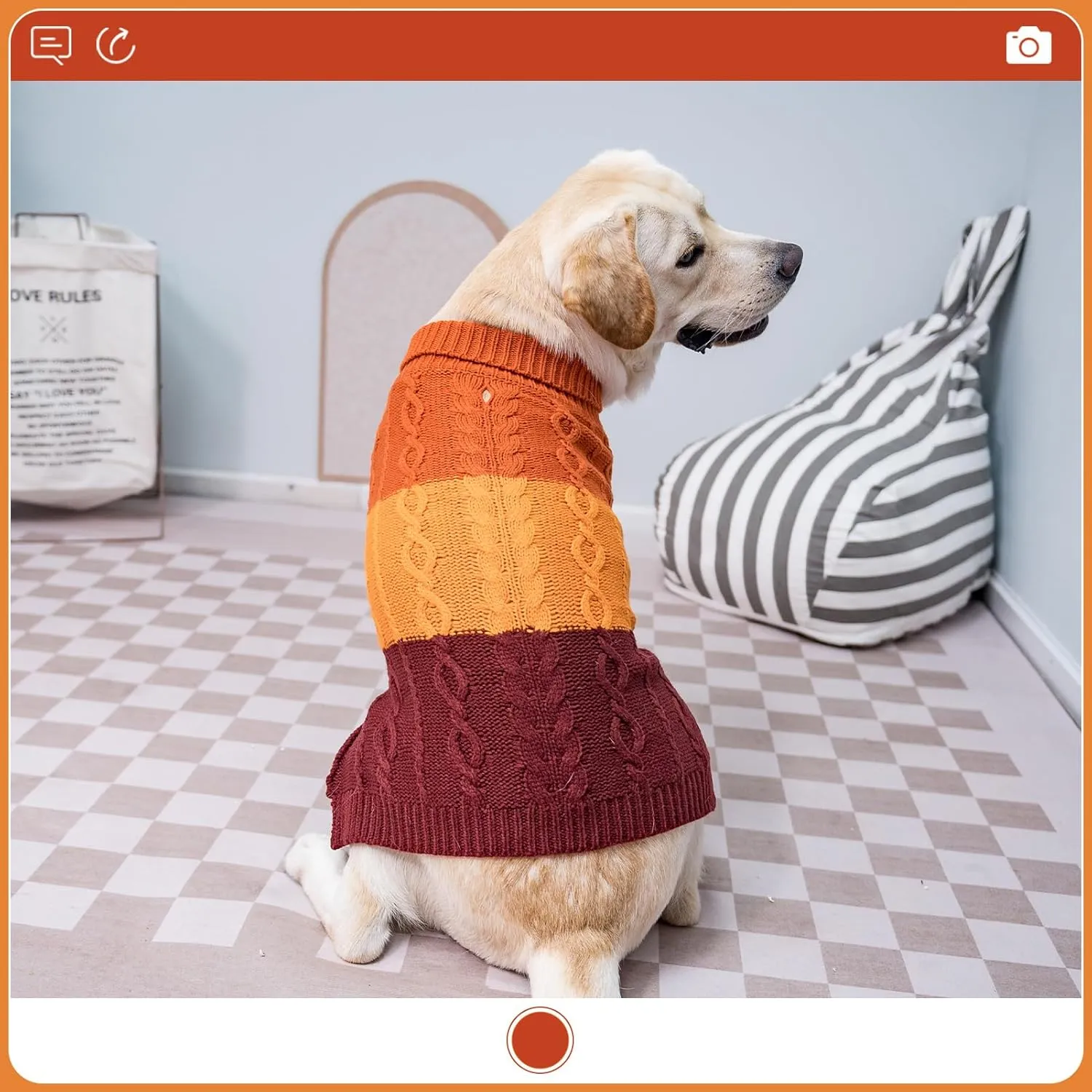 EXPAWLORER Dog Sweater - Large Dog Fall Sweaters for Dogs Girls Boys,Classic Turtleneck Knitwear Dog Clothes for Cold Weather, Cable Knit Dog Outfit,Coat,Pet Apparel(Orange,XL)