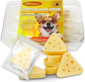 Freeze Dried Dogs Cats Goat Cheese Treats with Probiotic, Made with Goat Milk - 15 Count Natural Cheese Training Rewards for Dogs Cats,High Protein Digestive Health & Skin Coat Support4.2 oz / 120g