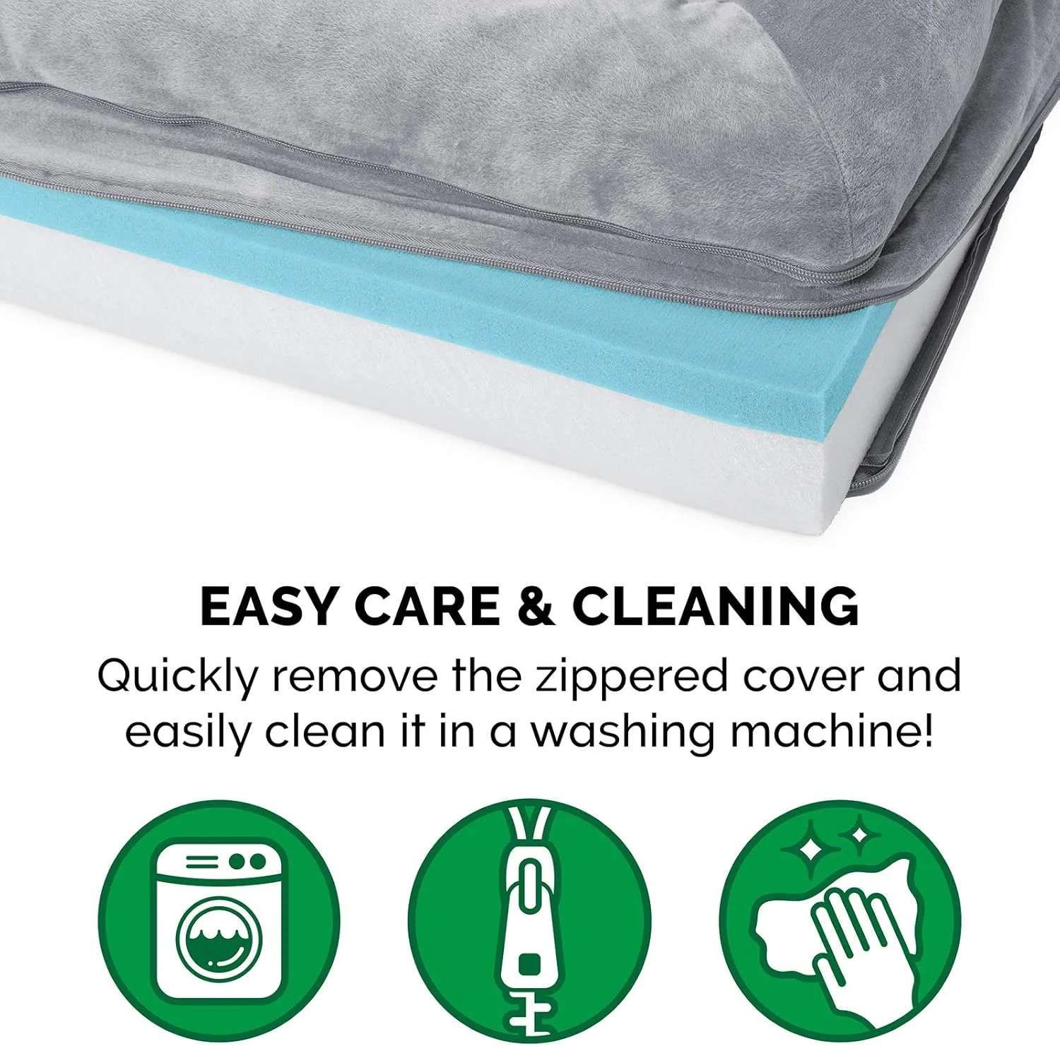 Furhaven Cooling Gel Dog Bed for Large Dogs w/ Removable Bolsters & Washable Cover, For Dogs Up to 95 lbs - Faux Fur & Velvet Sofa - Smoke Gray, Jumbo/XL