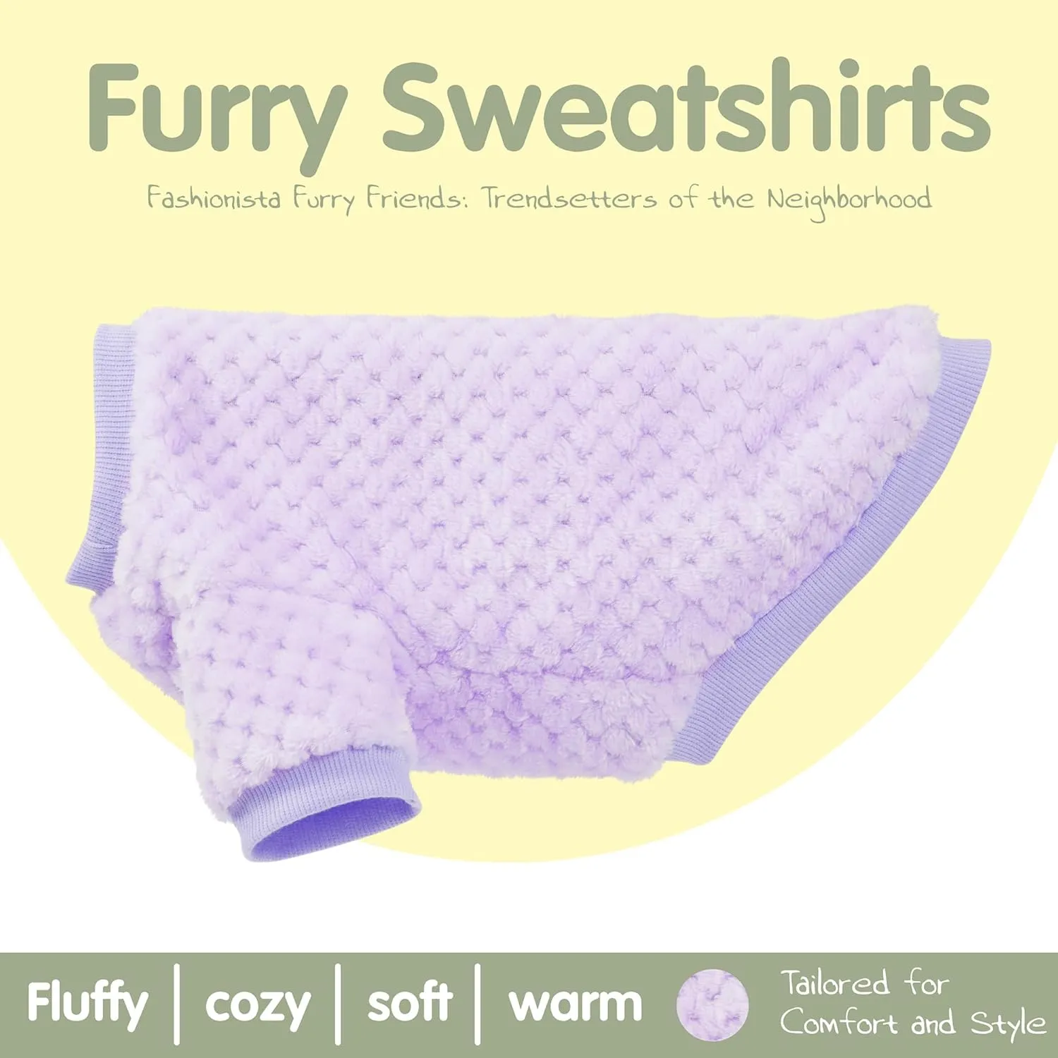 Fuzzy Pineapple Grid Dog Sweater - Ultra Soft & Warm Winter Pet Apparel, Fluffy Textured Knit for Small, Medium Dogs and Cats, Cozy Pullover Dog Coat for Cold Weather.Purple XL