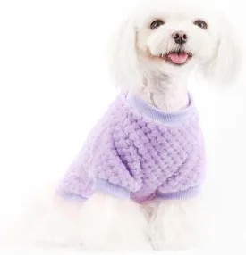 Fuzzy Pineapple Grid Dog Sweater - Ultra Soft & Warm Winter Pet Apparel, Fluffy Textured Knit for Small, Medium Dogs and Cats, Cozy Pullover Dog Coat for Cold Weather.Purple XL