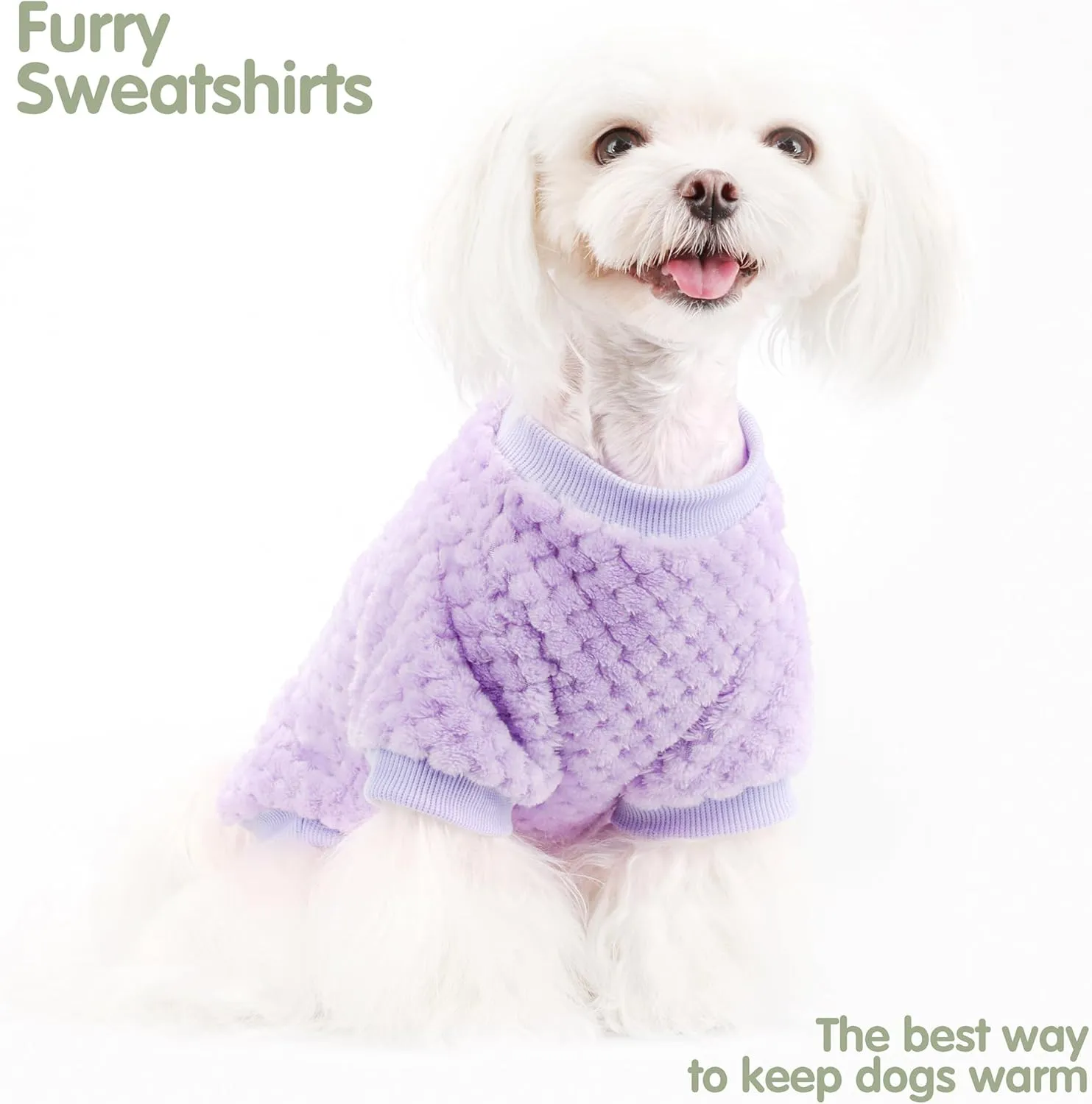 Fuzzy Pineapple Grid Dog Sweater - Ultra Soft & Warm Winter Pet Apparel, Fluffy Textured Knit for Small, Medium Dogs and Cats, Cozy Pullover Dog Coat for Cold Weather.Purple XL