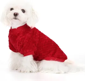 Fuzzy Pineapple Grid Dog Sweater - Ultra Soft & Warm Winter Pet Apparel, Fluffy Textured Knit for Small, Medium Dogs and Cats, Cozy Pullover Dog Coat for Cold Weather.Red L
