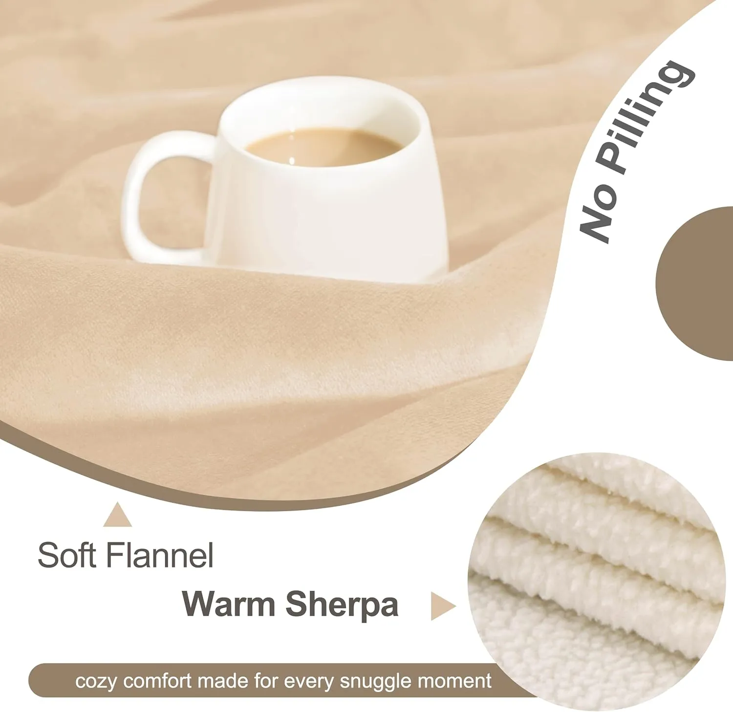 gogobunny Waterproof Bed Blanket, Reversible Sherpa Fleece Throw Blanket for Dog Puppy Cat, Furniture Cover Protects Bed Couch Sofa from Liquid Pee and Pet Fur (Beige, 60x80 inches)