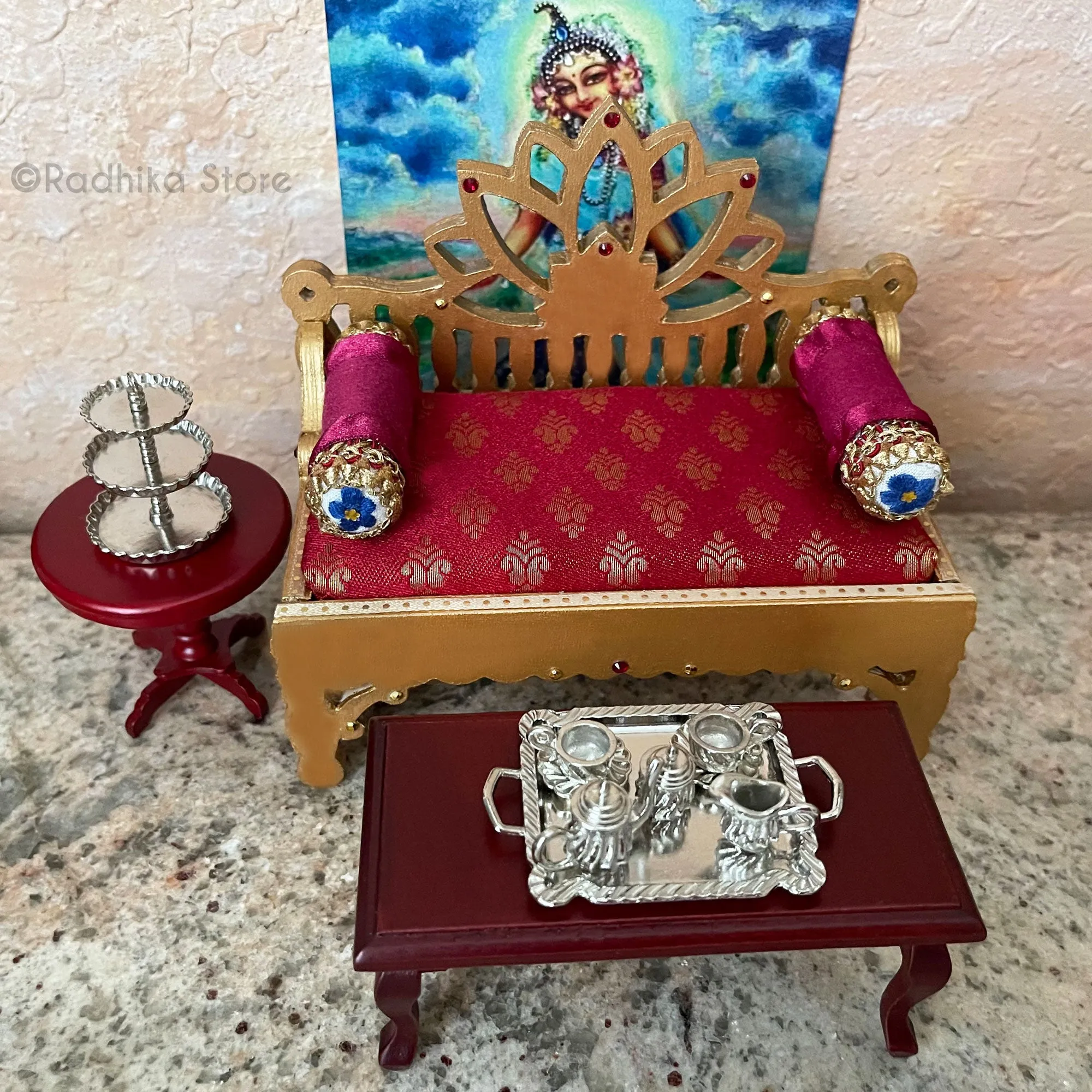Golden Jeweled Golden Divine Throne- Deep Red