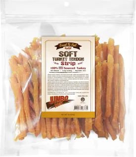 Gootoe Soft Turkey Tendon Stirip 1 lb, Natural Chewy Snack, 100% USA-Sourced, Premium Training Chew, Hypoallergenic, Reseal Value Bag, Ideal for Small& Senior Dog, Jumbo Pack