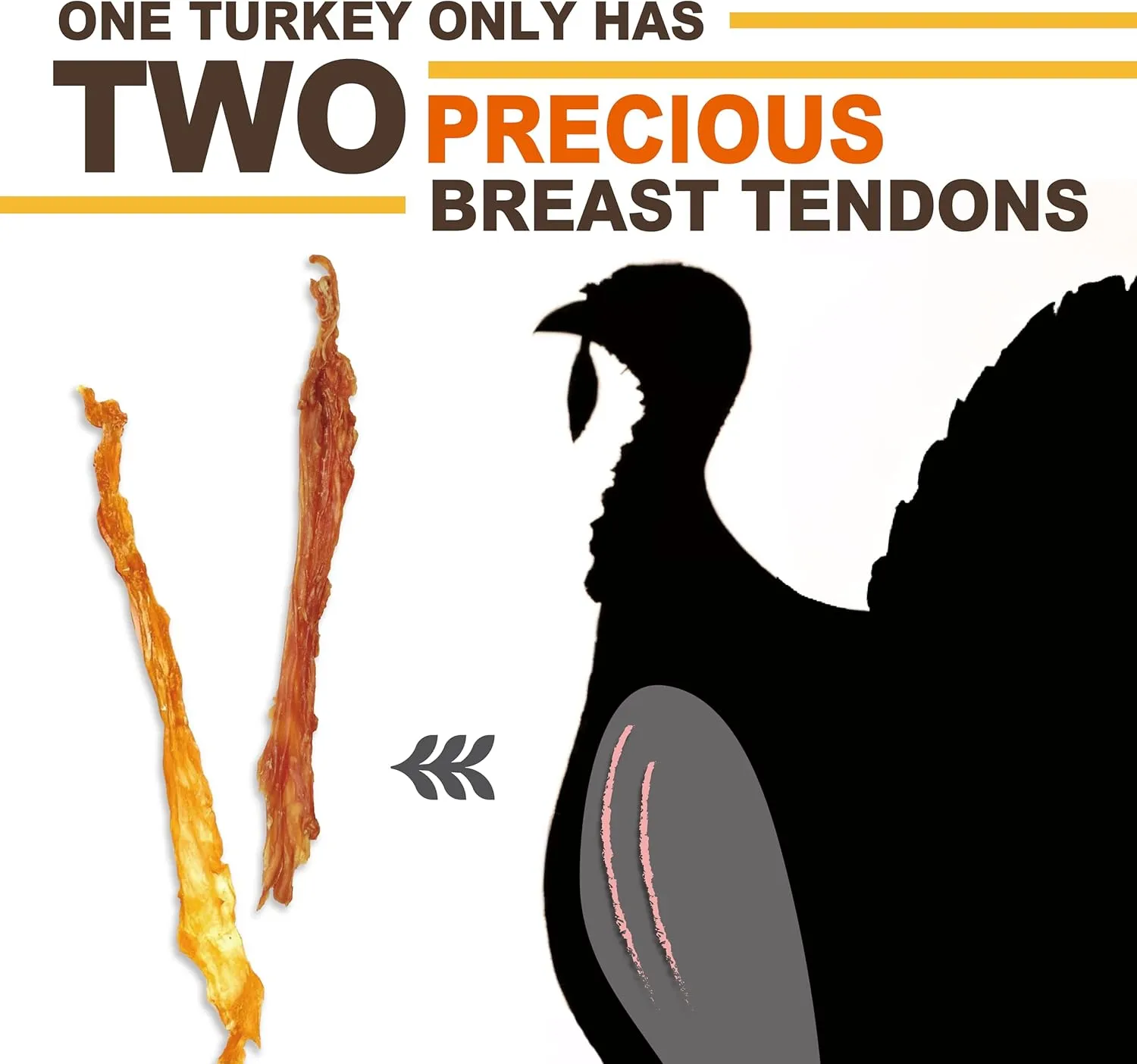 Gootoe Soft Turkey Tendon Stirip 1 lb, Natural Chewy Snack, 100% USA-Sourced, Premium Training Chew, Hypoallergenic, Reseal Value Bag, Ideal for Small& Senior Dog, Jumbo Pack
