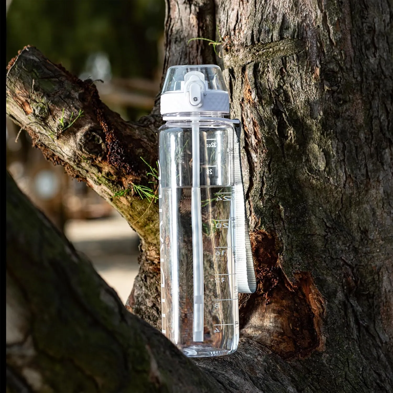GOPPUS Water Bottle,Clear Water Bottles with Straw,32oz Sports Bottle With Time Markers-BPA-Free Tritan Wide Mouth Bottle Leakproof Motivational wate bottles for Gym,Hiking,School or Office(1 Bottle)