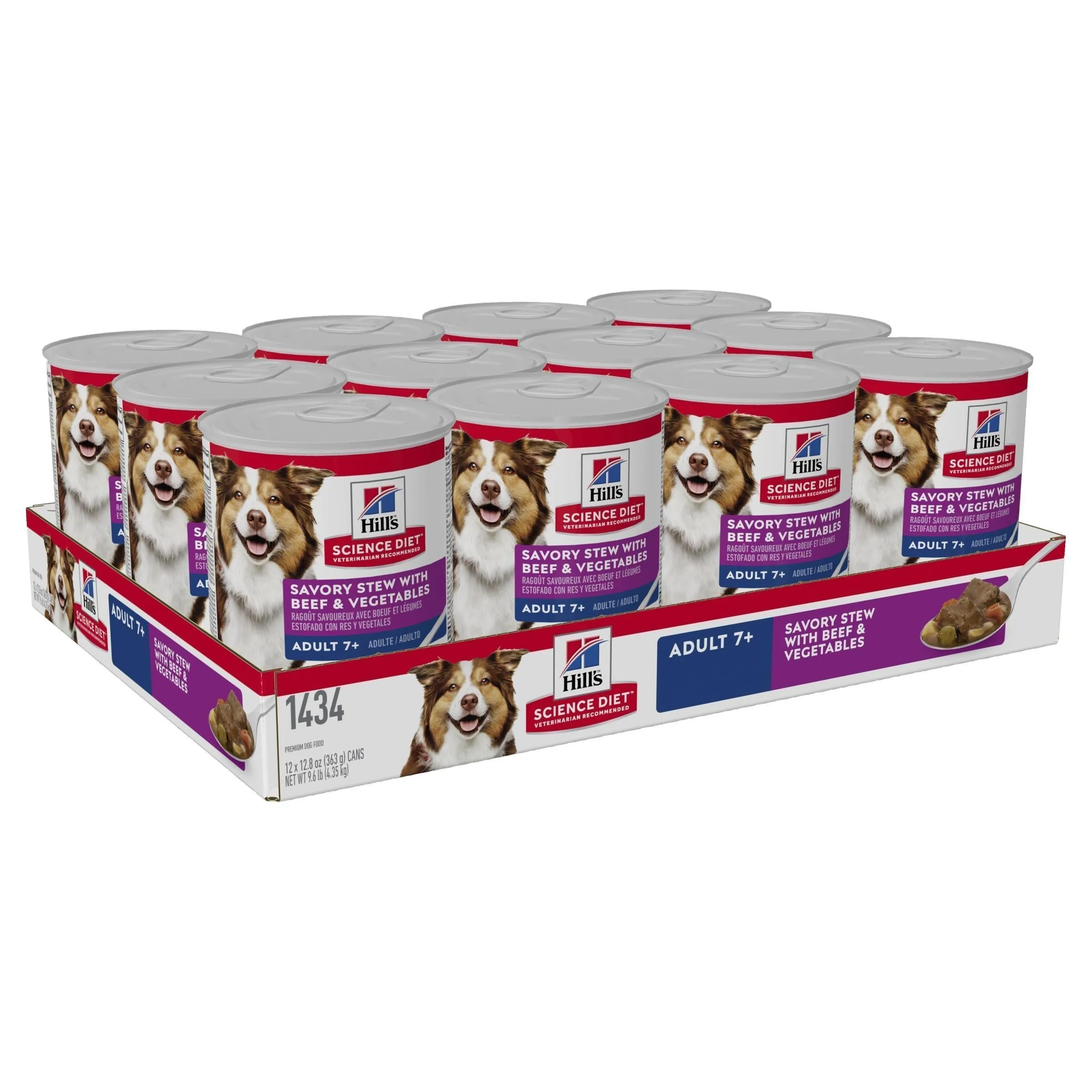 Hills Science Diet Adult 7  Savoury Stew Beef and Vegetables Canned Dog Food 363g x 12