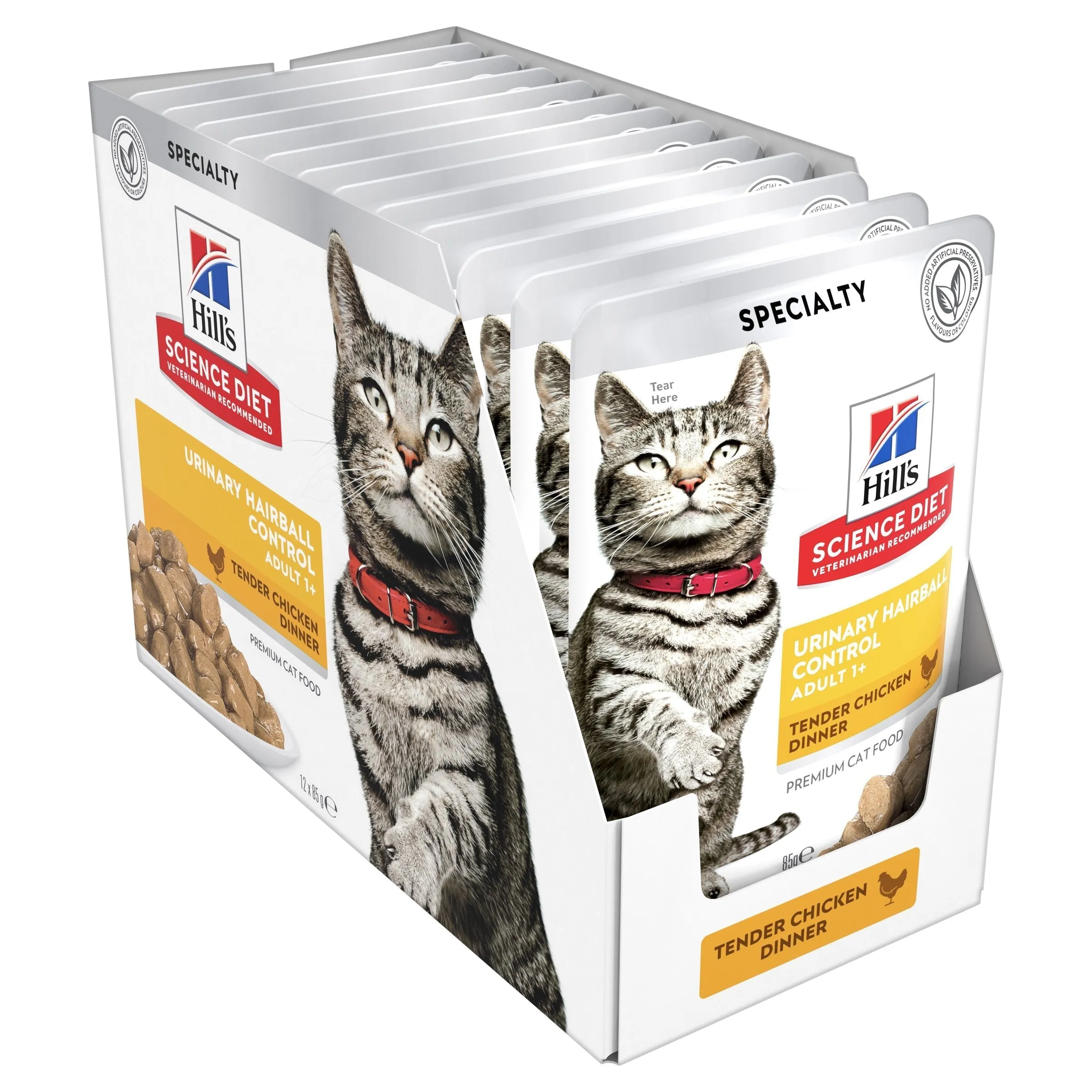 Hills Science Diet Adult Urinary Hairball Control Chicken Cat Food Pouches 85g x 12^^^