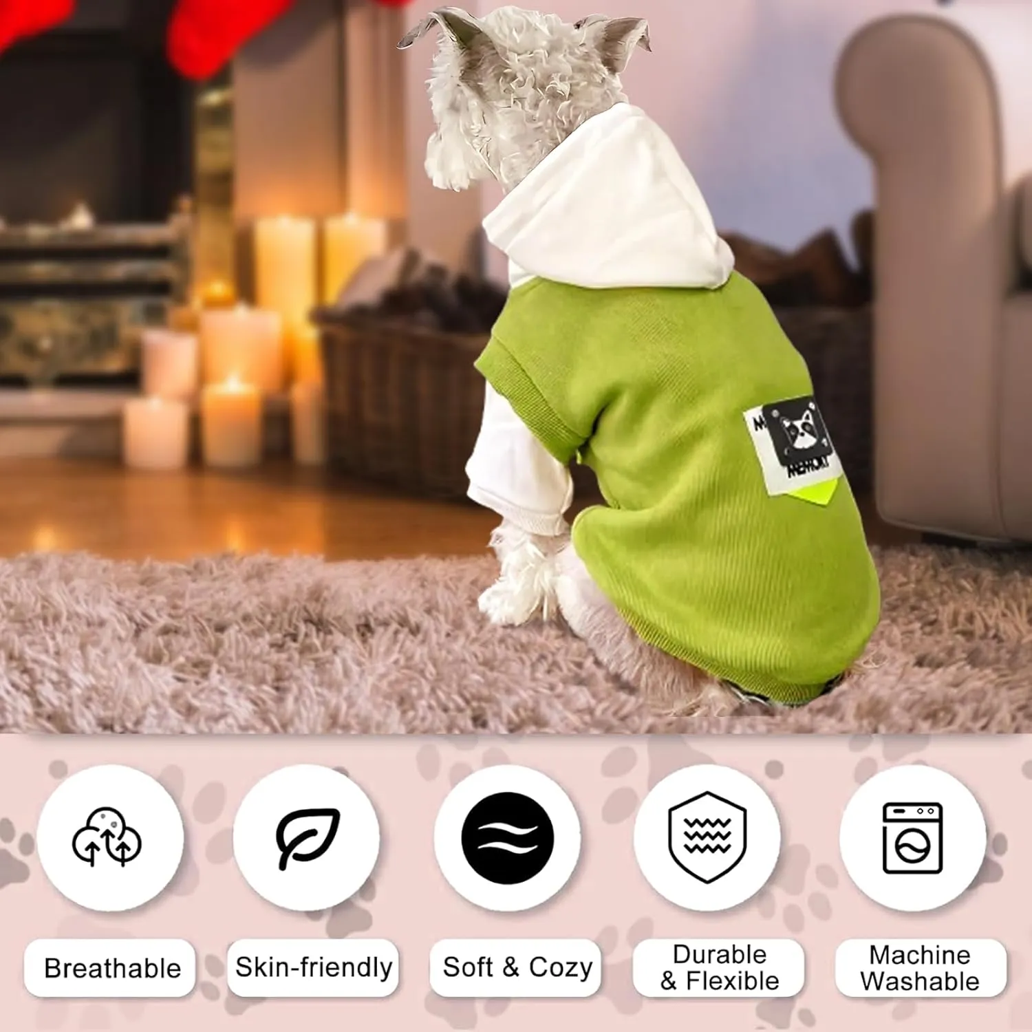 Hoodies Puppy Sweater Dog Coats Soft Brushed Fleece Pet Clothes Hooded Sweatshirt for Dog Cat X-Large (Large)
