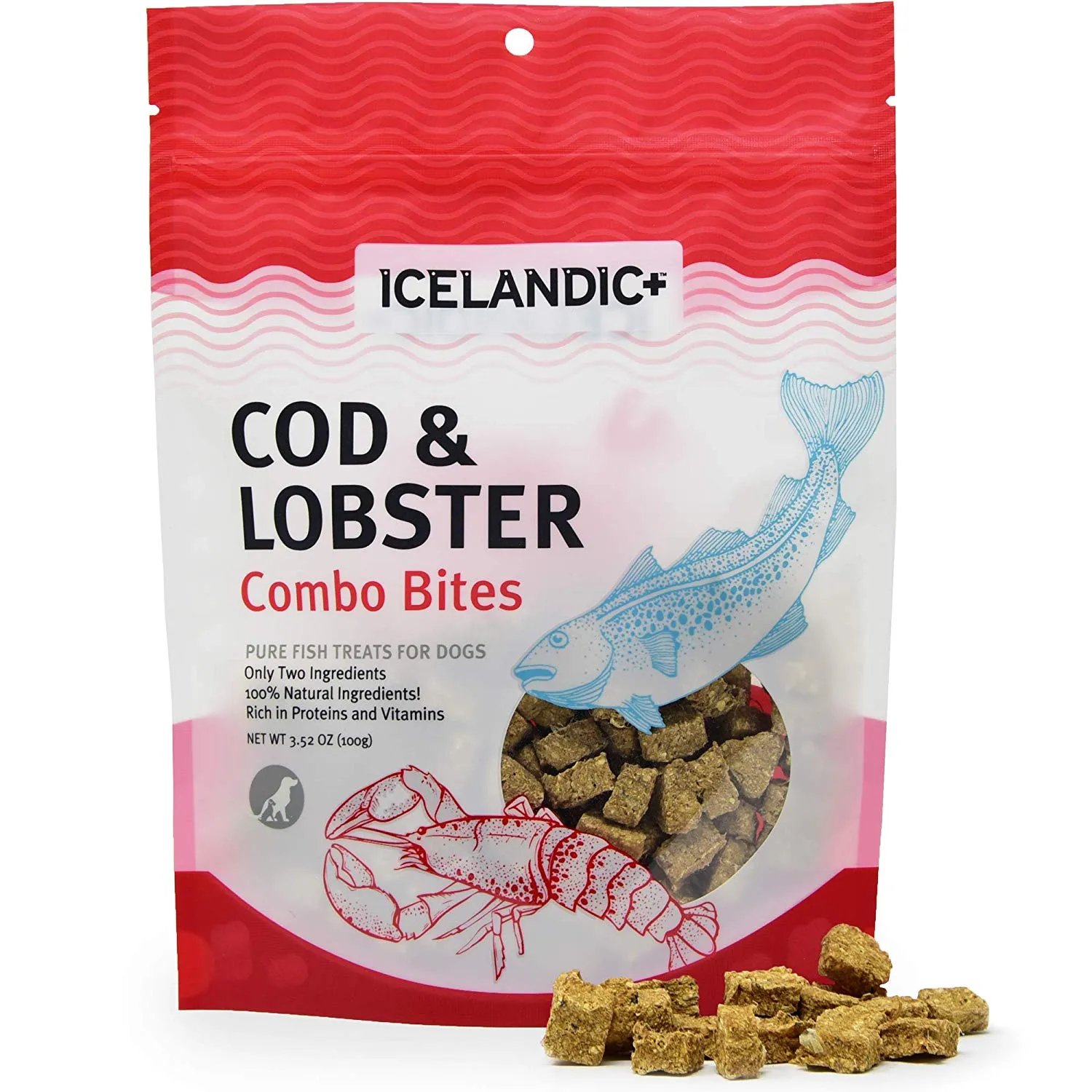 Icelandic  Cod & Lobster Combo Bites Fish Dog Treat 3.52-oz Bag