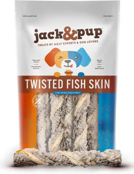 Jack&Pup Fish Skins for Dogs | Single Ingredient Fish Treats for Dogs All Natural Omega 3 Fish Dog Treats (18 Pack)