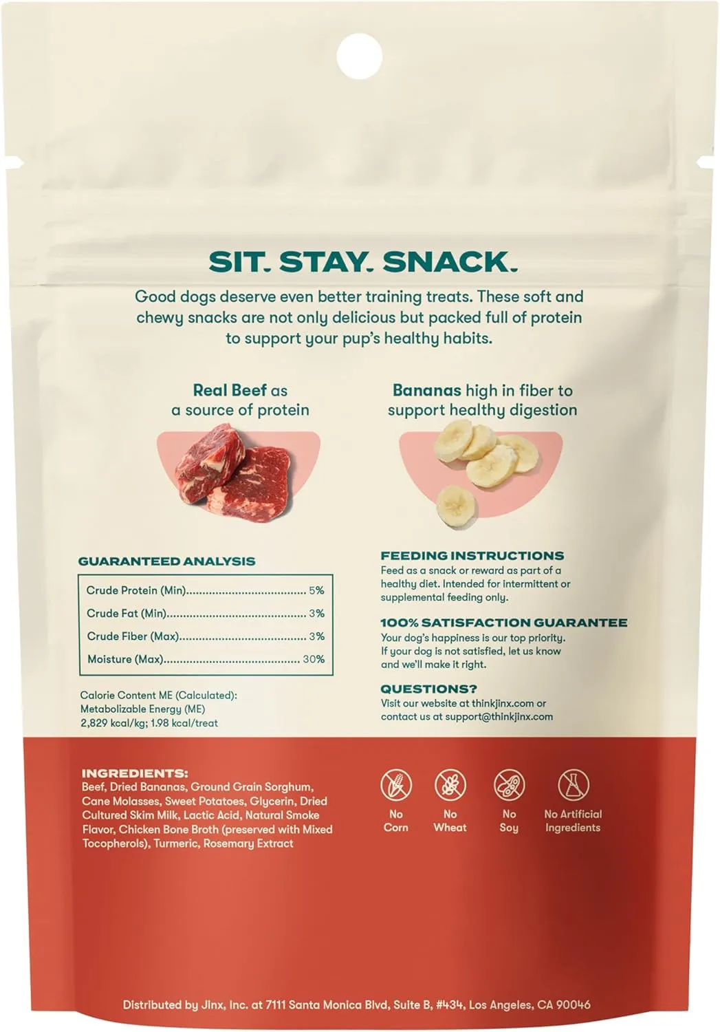Jinx Beef & Banana Training Treats for Dogs and Puppies, Low-Calorie, All Natural, Slow-Smoked Real Beef, No Fillers 4oz