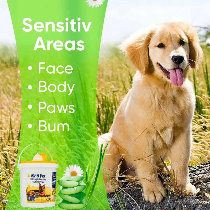 KIVEMA Daily Pet Wipes | Hypoallergenic Dog Wipes | Dog Grooming Wipes | Removes Dirt Unscented Cat and Dog Wipes Pack of 400