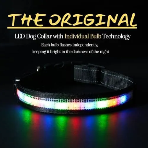 LED Dog Collar, USB Rechargeable Light Up Dog Collar Lights, Light Up Glowing Waterproof with Remote Collars for Dogs
