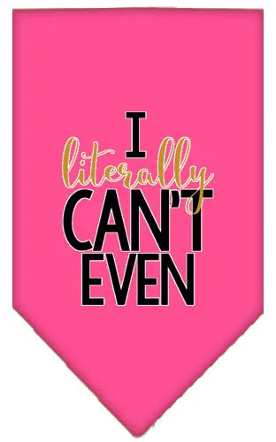 Literally Can't Even Screen Print Pet Bandana Bright Pink Small