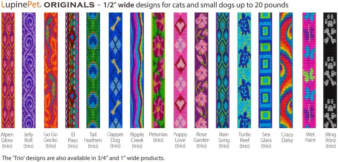 Lupine Cat Safety Collar 1/2" wide Petunias adjusts 8-12"