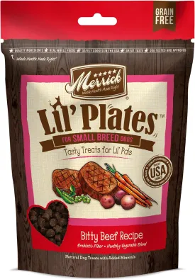 Merrick Lil Plates Grain Free Small Dog Treats, Natural Training Treats For Small Dogs, Bitty Beef Recipe - 5 oz. Pouch