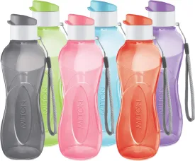 MILTON Water Bottle Kids Reusable Leakproof 12 Oz Plastic Wide Mouth Large Big Drink Bottle BPA & Leak Free with Handle Strap Carrier for Cycling Camping Hiking Gym Yoga