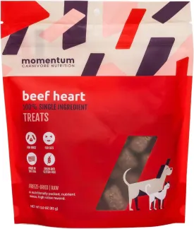Momentum Carnivore Nutrition Freeze-Dried Beef Heart Dog Treats  Single-Ingredient, Dog & Cat Treats  High-Protein, Grain-Free 3 oz Pack