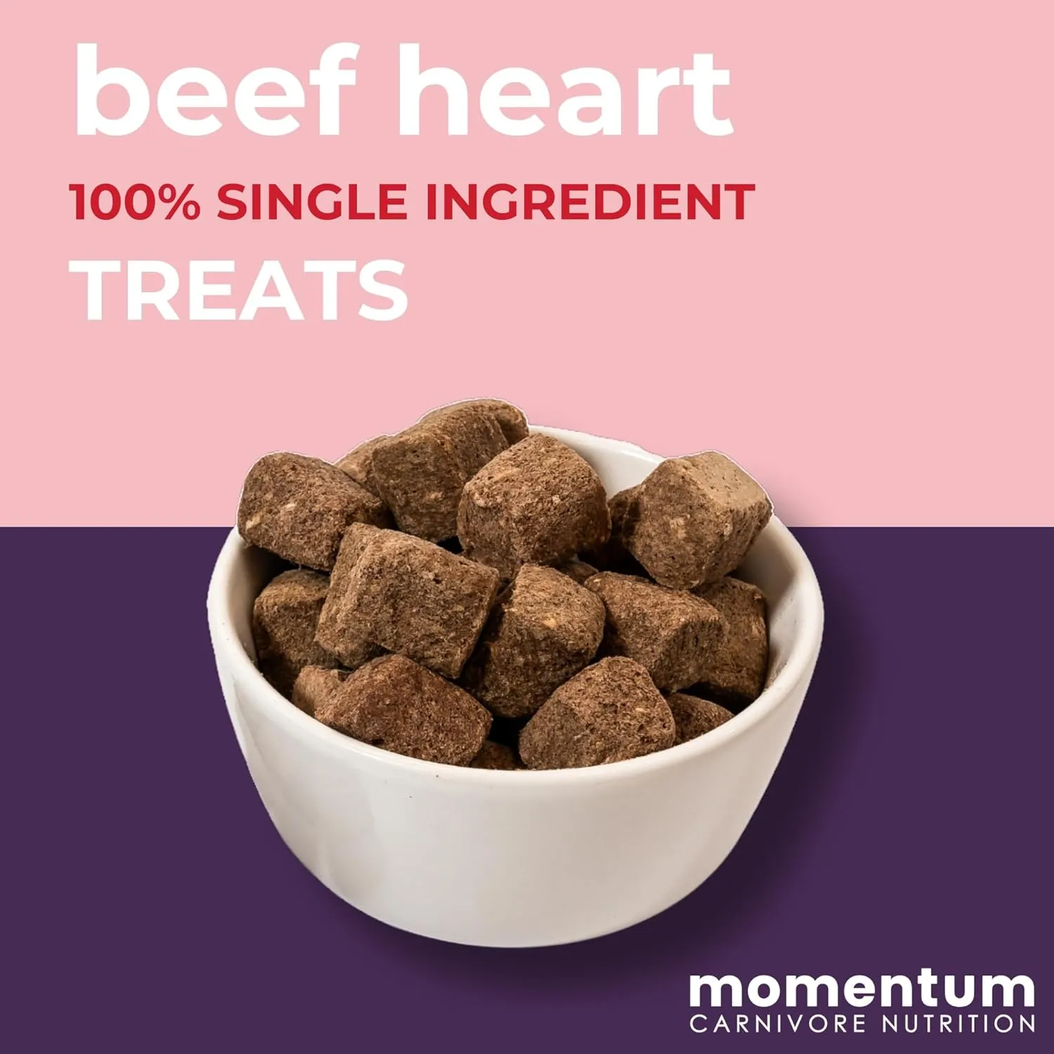 Momentum Carnivore Nutrition Freeze-Dried Beef Heart Dog Treats  Single-Ingredient, Dog & Cat Treats  High-Protein, Grain-Free 3 oz Pack