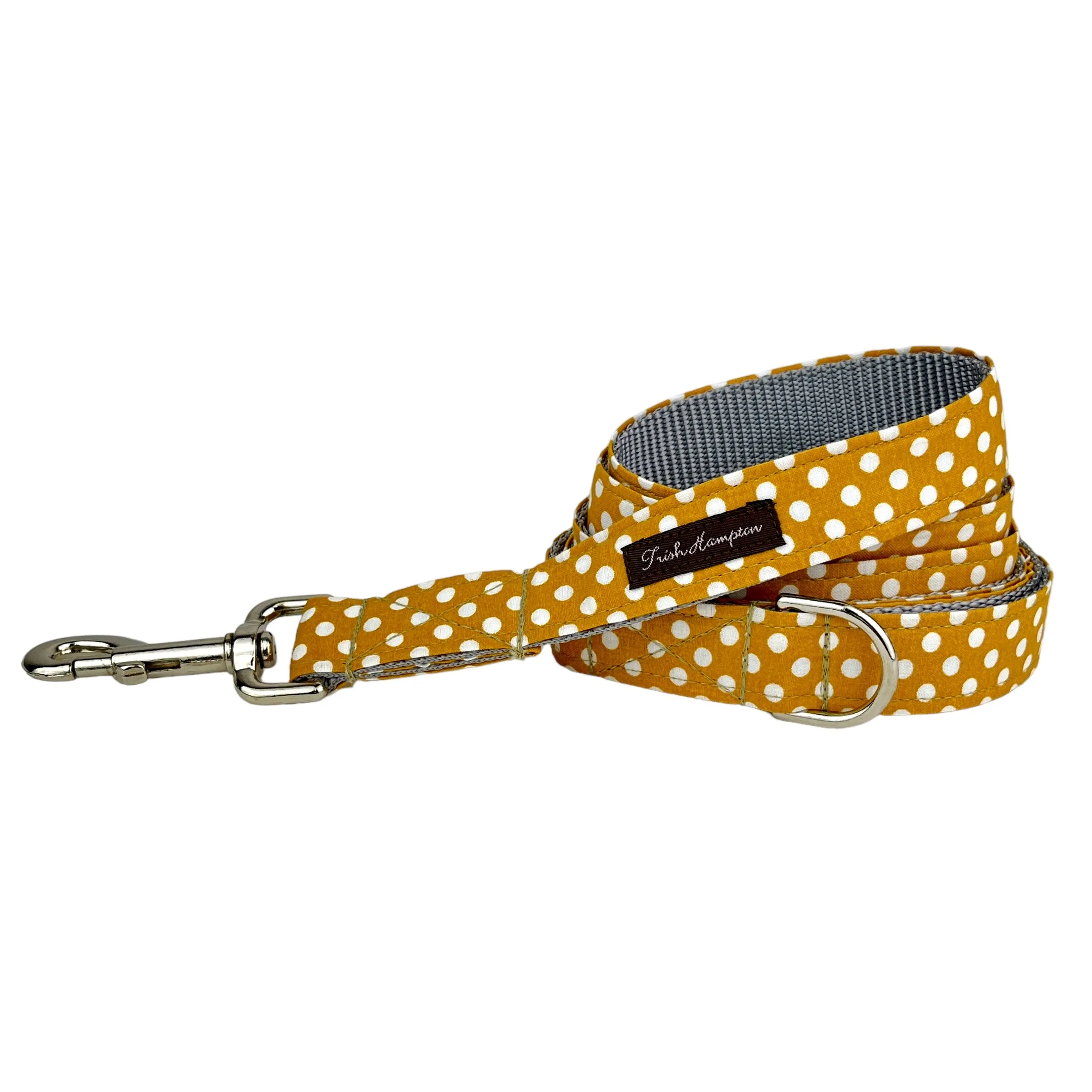 Mustard/White Polka Dot 6ft Leash - 514