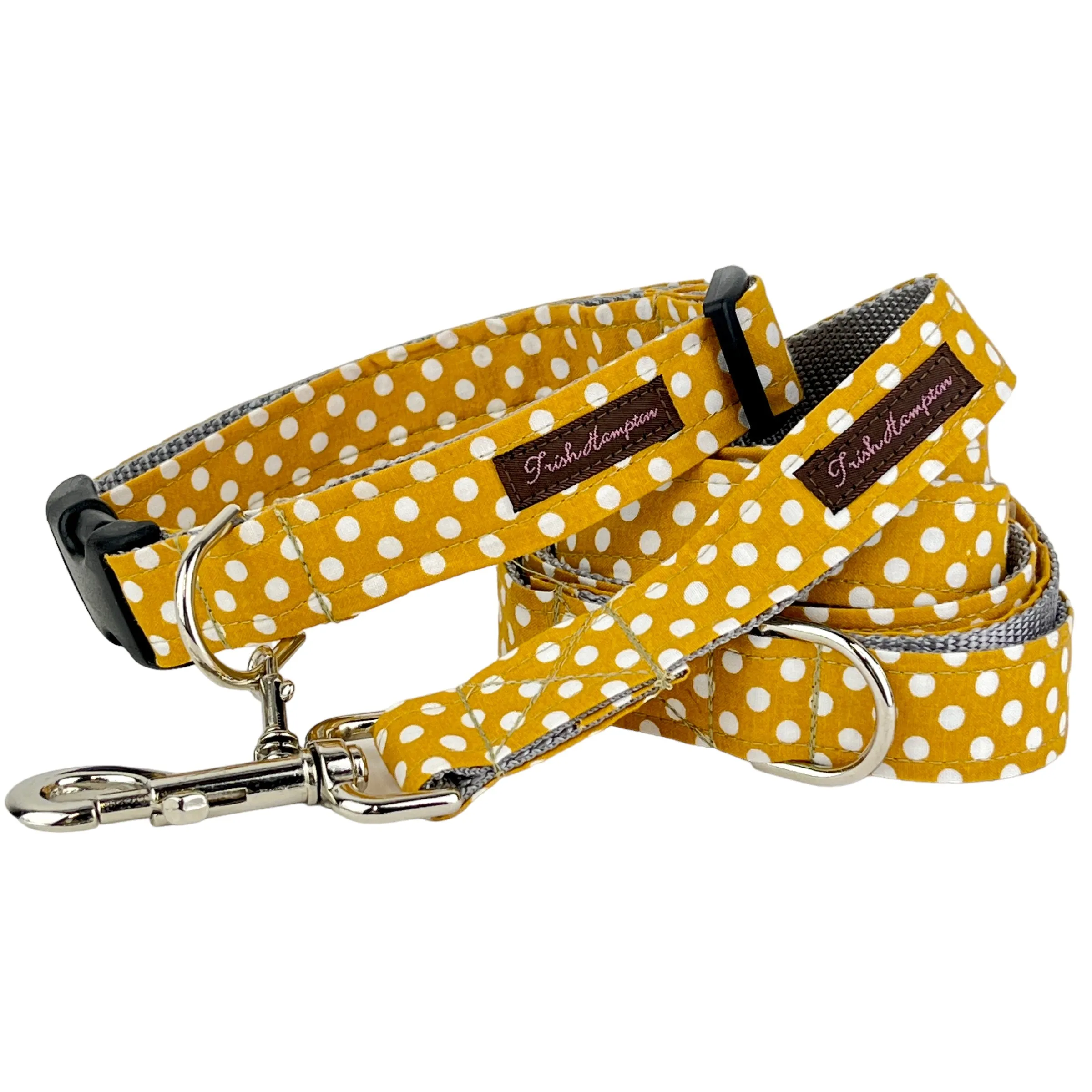 Mustard/White Polka Dot 6ft Leash - 514
