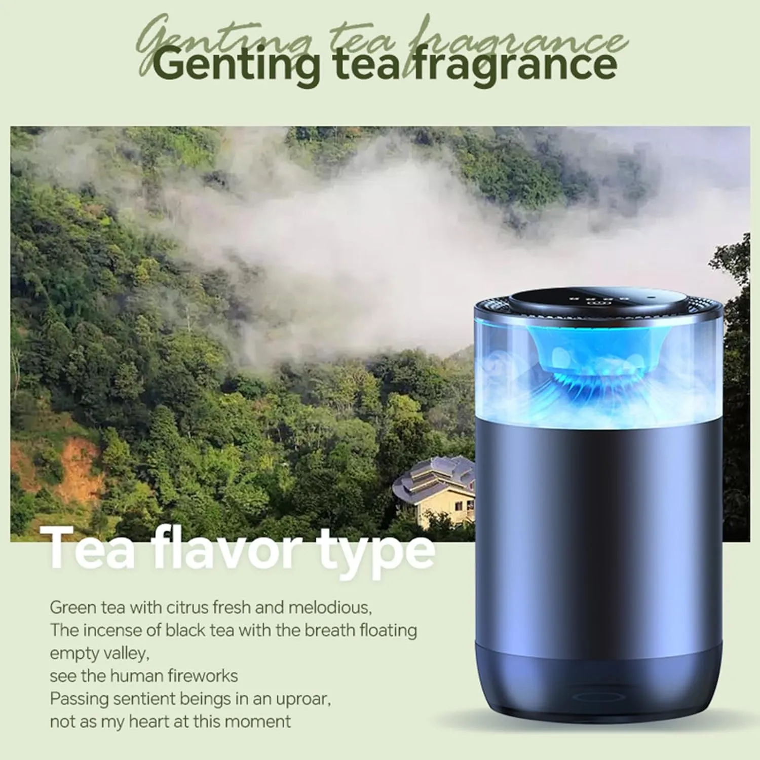 NUEAYMS Car Air Diffuser Rechargeable 4 Modes Auto On/Off Car Air Freshener with Ambient Lights