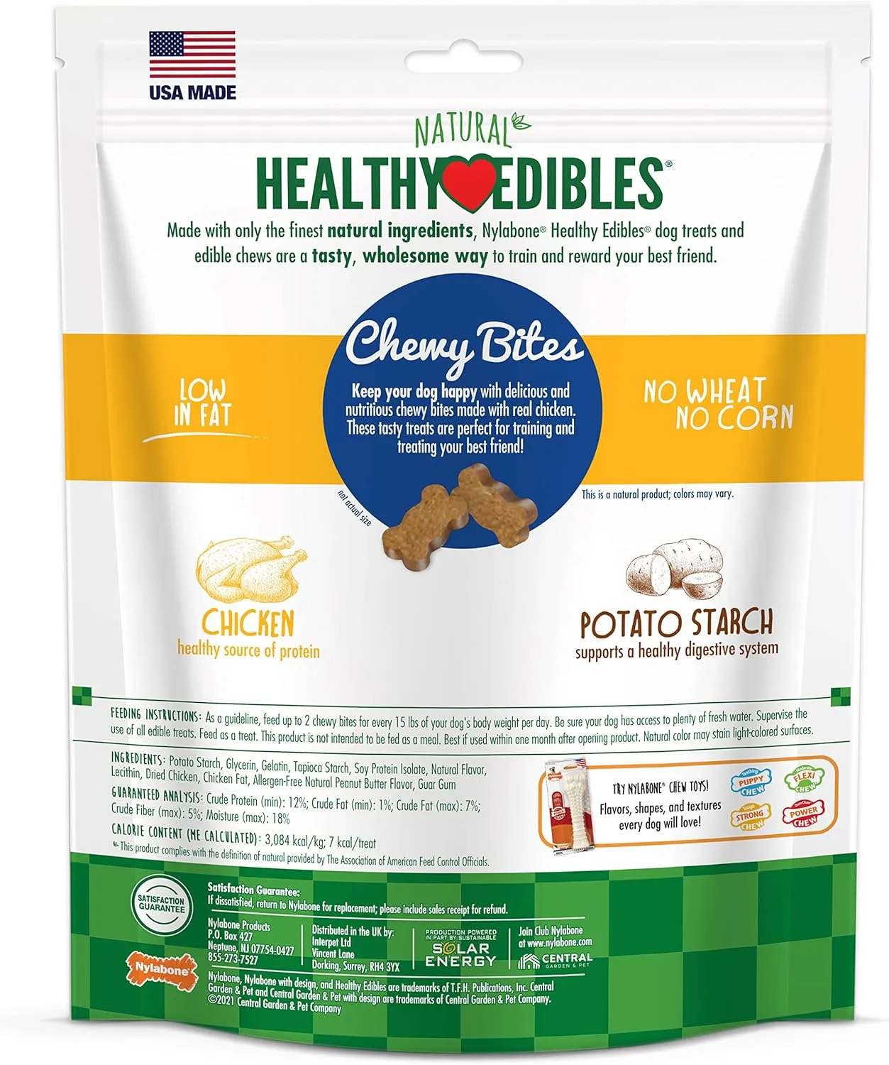 Nylabone Healthy Edibles Chewy Bites Dog Training Treats Chicken, 12 Ounce (1 Count)