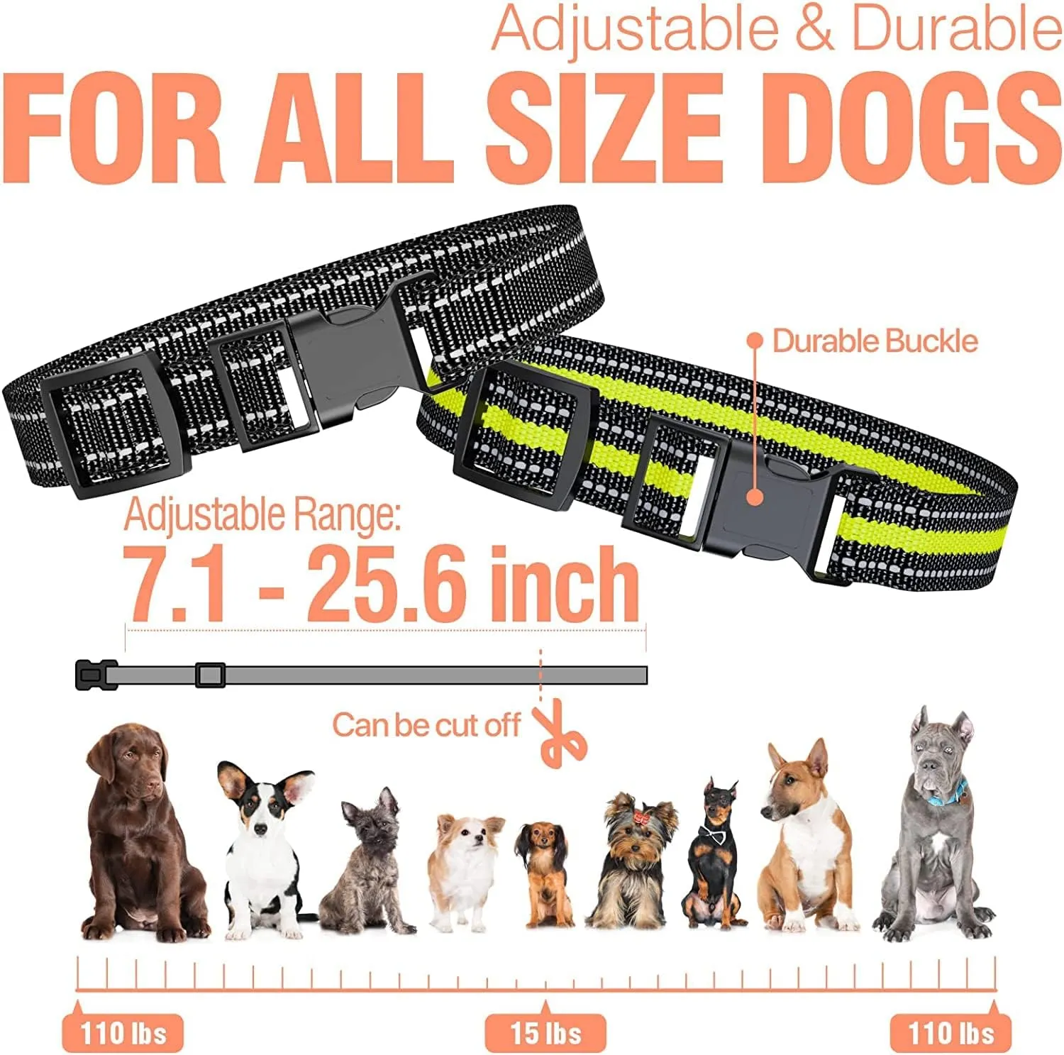 Nylon Dog Collar, Adjustable Collar for Dogs, Black