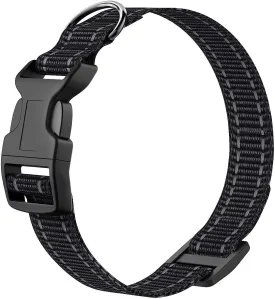 Nylon Dog Collar, Adjustable Collar for Dogs, Black