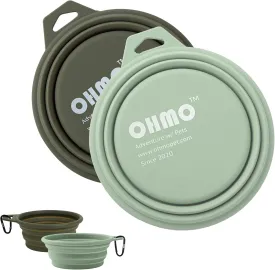 OHMO Large Collapsible Dog Bowls, (2 Pack 27oz/800ml) Premium Silicone Portable Travel Water Food Foldable Bowls Pet Feeding Bowl for Outdoor Camping Hiking