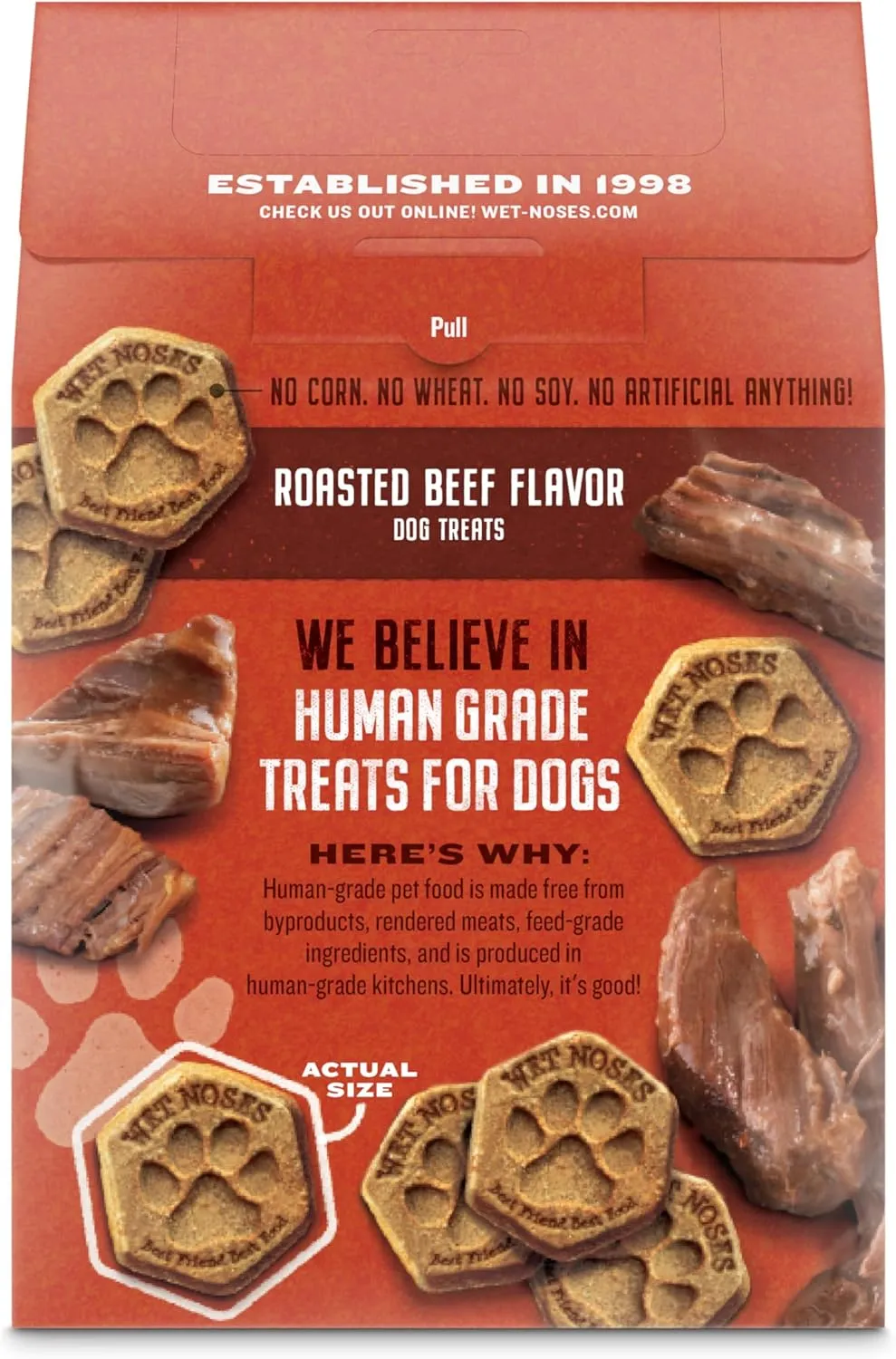 Organic Crunchy Dog Treats  for All Pet Sizes, Breeds  All-Natural Puppy Treat, Senior Dog Snack  100% Human-Grade  Delicious Chews for Dogs - Crunchy Meaty Roasted Beef, 14 Oz (2 Pack)