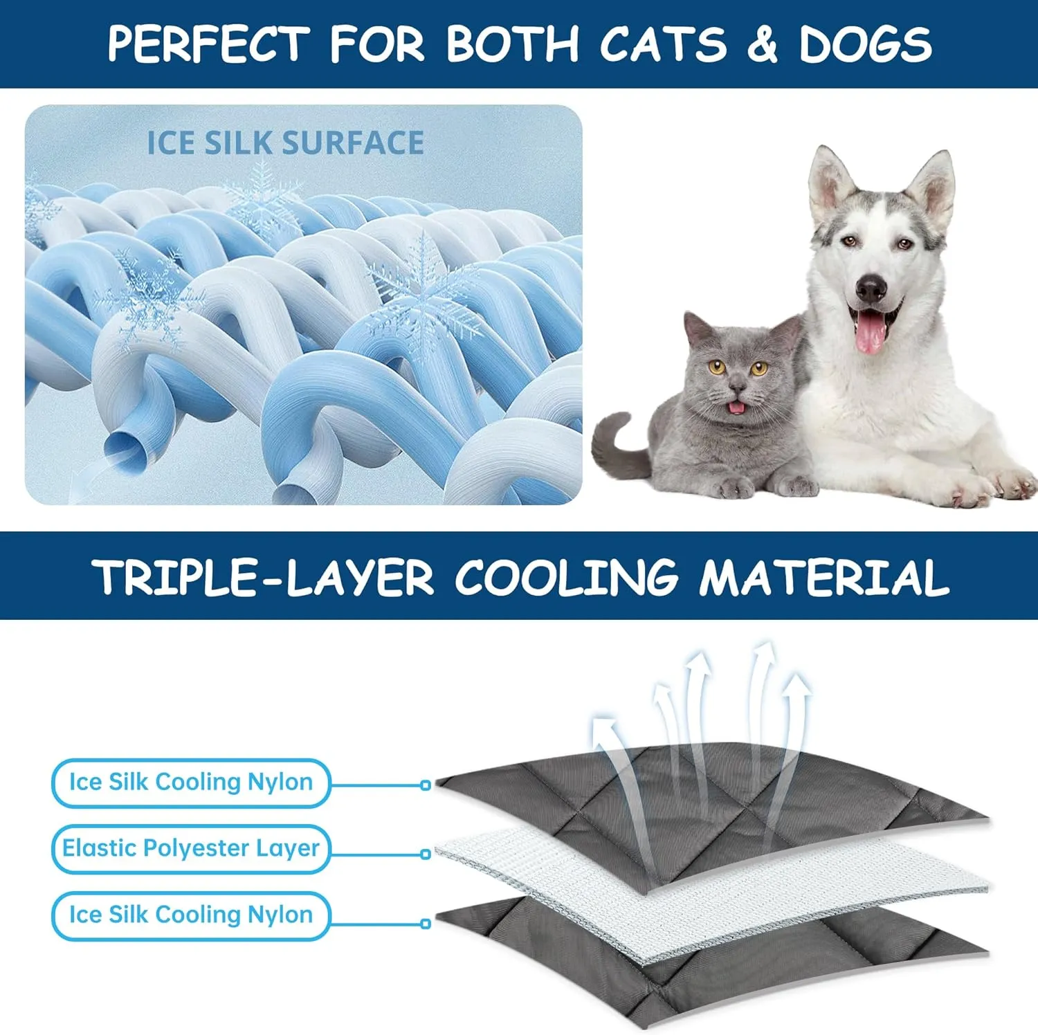 Paw Legend Dog Cooling Mat for Dogs Cats Cooling Pad for Dog Pet Cooling Mat Cooling Blanket Summer Cool Tech Fabric Washable Dog Sleeping Pad on Kennel Sofa Bed Floor Car Seats, Small, Gray