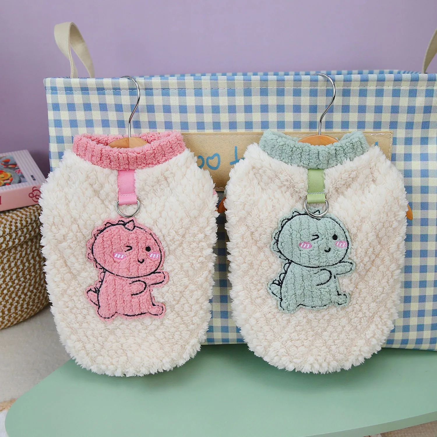 Pet Dog Clothes Winter Warm Dinosaur Fleece | Thick Fleece Outfit for Teddy, Bichon, & Small Dogs