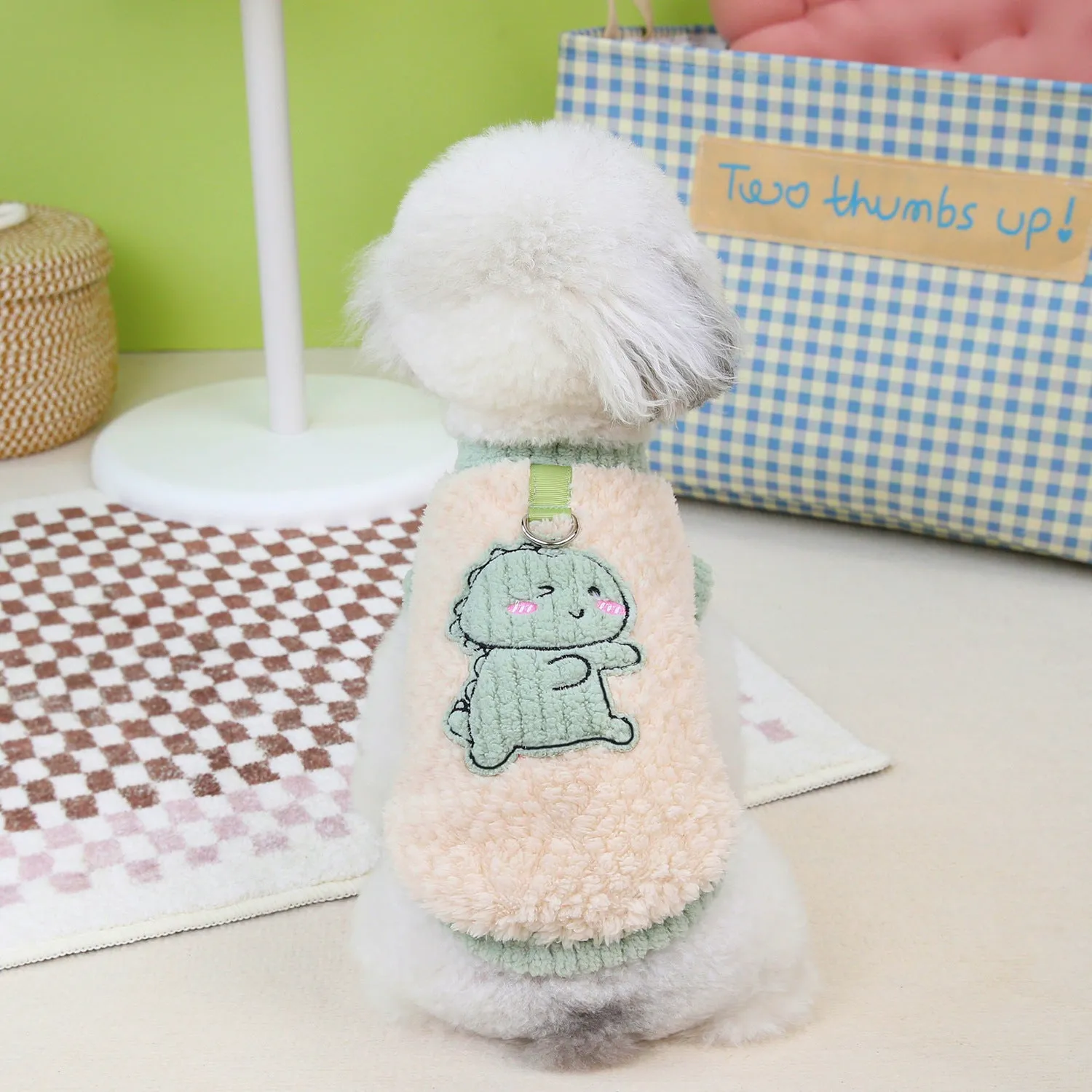 Pet Dog Clothes Winter Warm Dinosaur Fleece | Thick Fleece Outfit for Teddy, Bichon, & Small Dogs