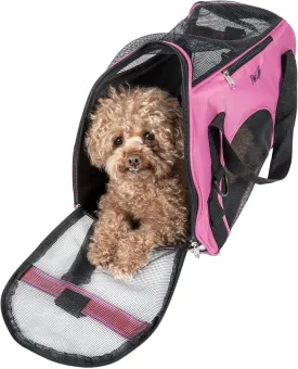 Pet Life 'Altitude-Force' Airline Pet Carrier - Sporty Zippered and Folding Collapsible Travel Cat and Dog Carrier - Travel Pet Carrier with Included Over-The-Shoulder Straps and Pet Mat