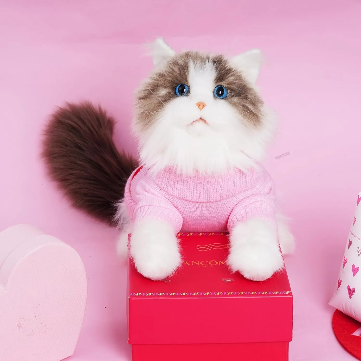 Pet Sweater Dog Heart Sweater Cute Puppy Cat Knitted Sweater Warm Winter Apparel Dog Holiday Clothes for Small Dogs Cats(L)