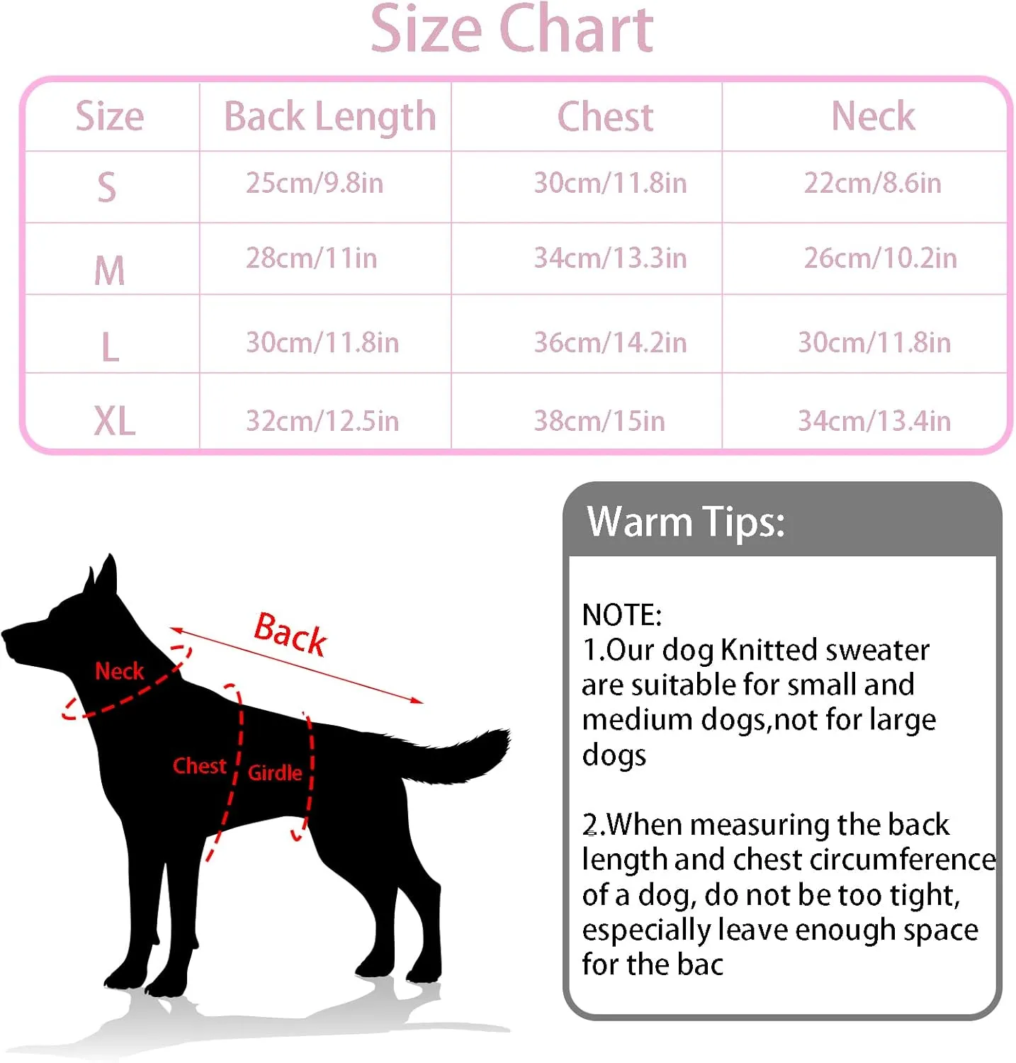 Pet Sweater Dog Heart Sweater Cute Puppy Cat Knitted Sweater Warm Winter Apparel Dog Holiday Clothes for Small Dogs Cats(L)
