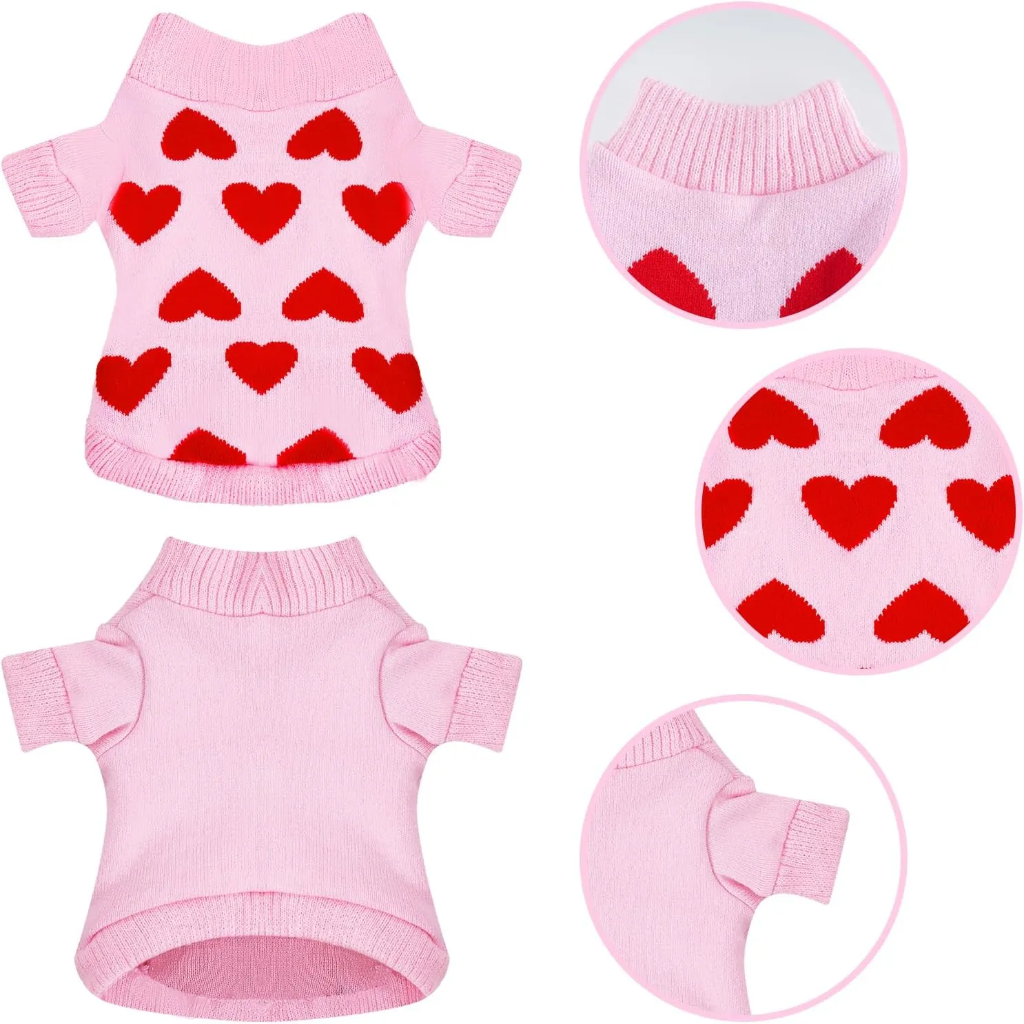 Pet Sweater Dog Heart Sweater Cute Puppy Cat Knitted Sweater Warm Winter Apparel Dog Holiday Clothes for Small Dogs Cats(L)