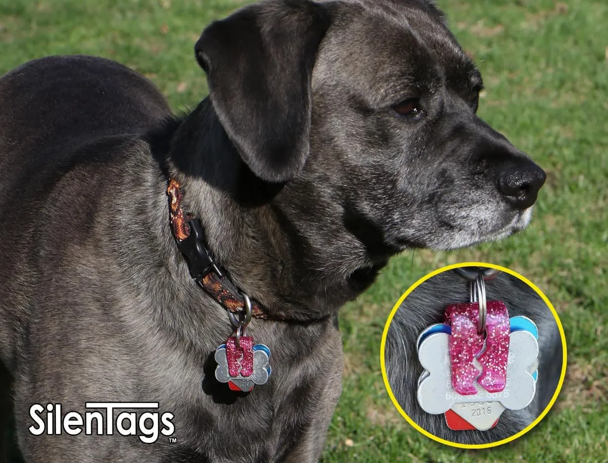 Pet Tag Silencer Clip It On, Jingle's Gone! -Pink