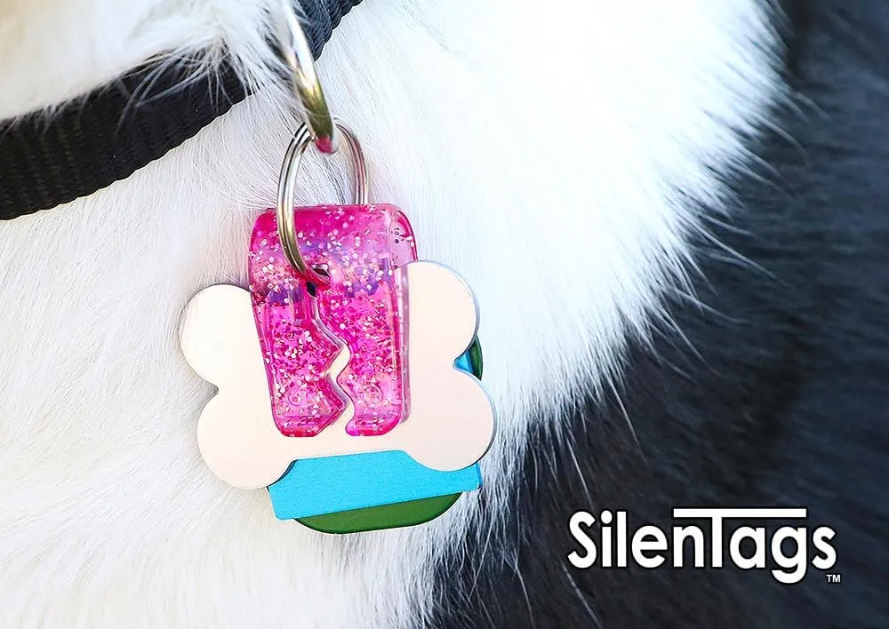 Pet Tag Silencer Clip It On, Jingle's Gone! -Pink