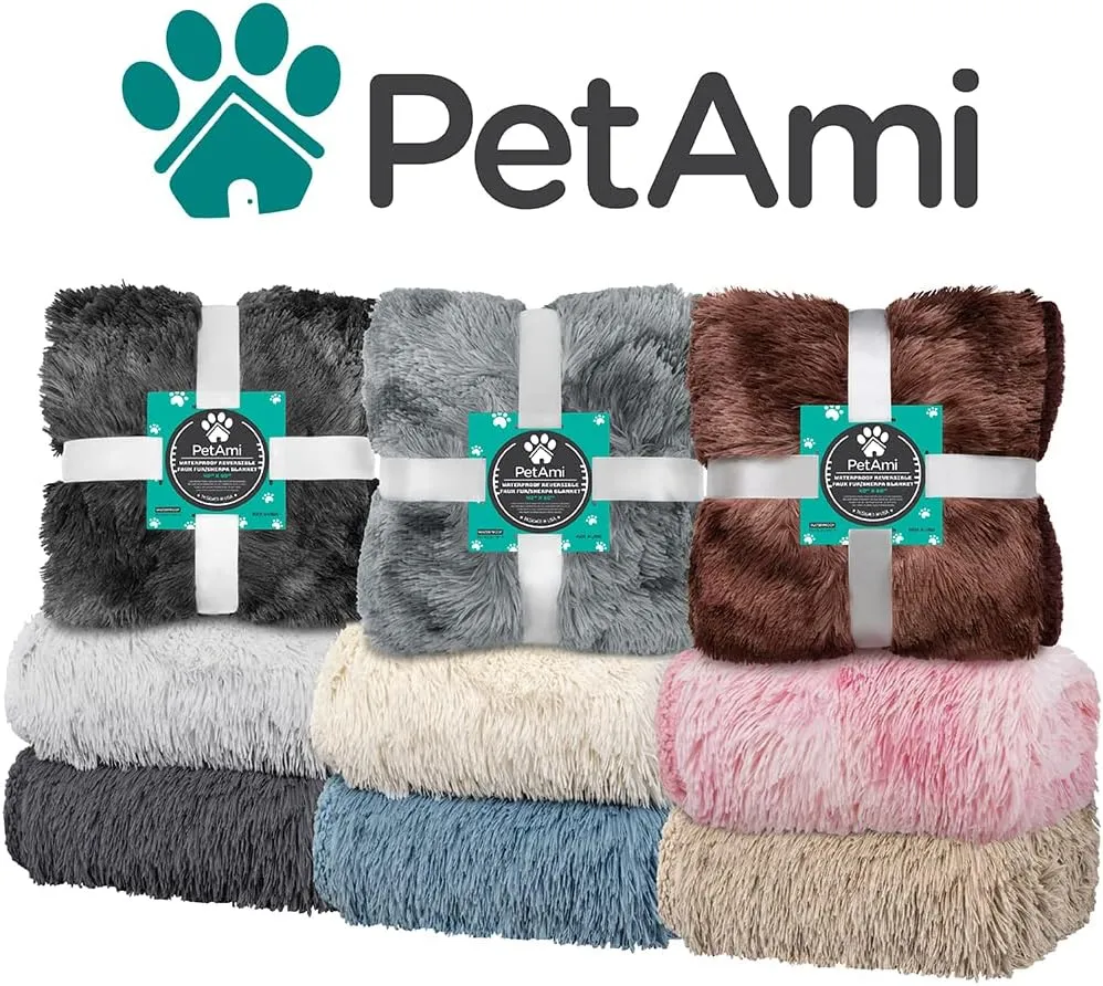PetAmi Waterproof Dog Blanket for Small Medium Dogs, Calming Fleece Cat Blanket, Couch Protector Washable Sherpa Faux Fur Pet Throw for Puppy, Soft Reversible 29x40 Tie-Dye Gray