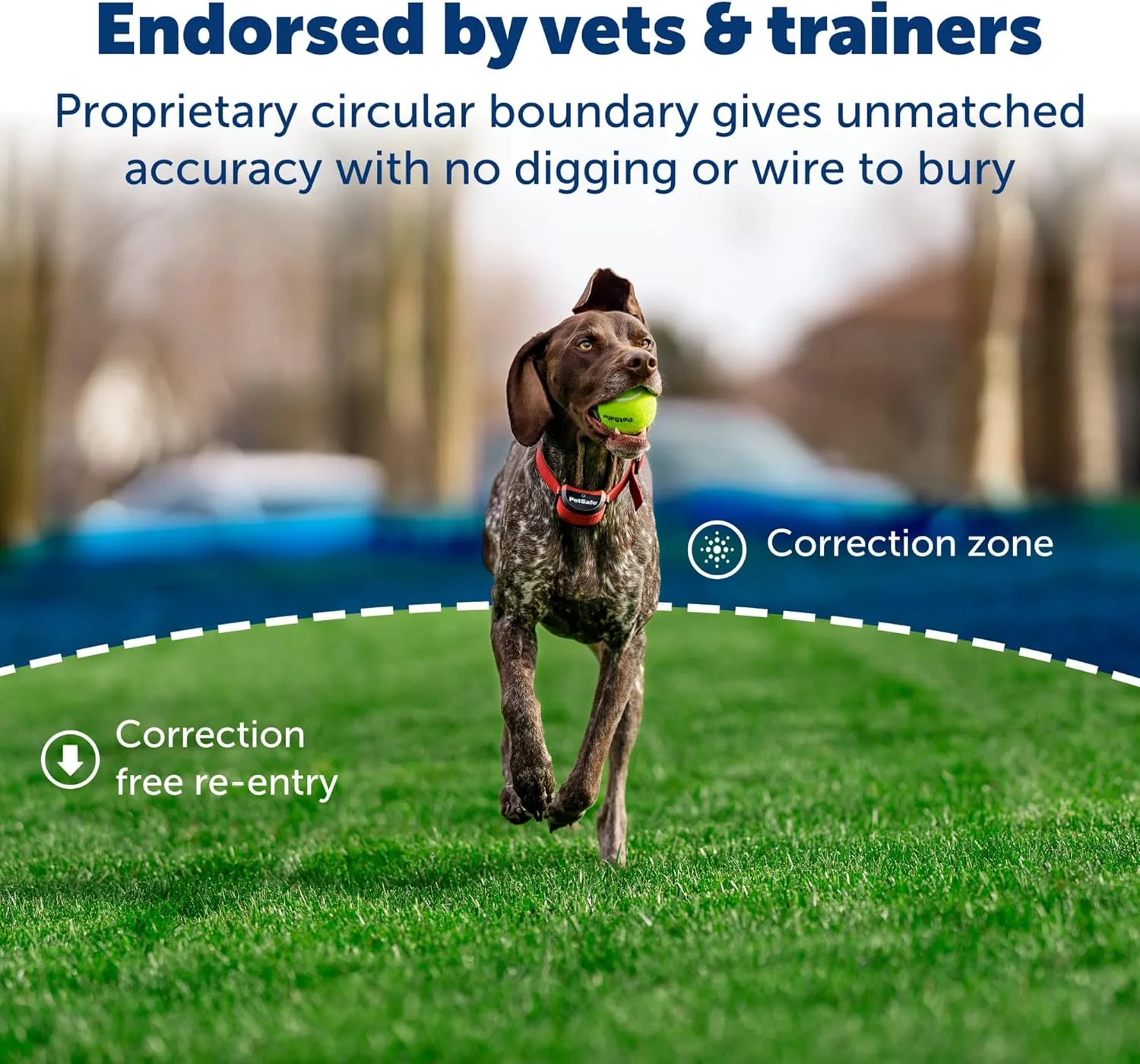 PetSafe Stay & Play Wireless Pet Fence for Stubborn Dogs - No Dig, Circular Boundary, Secure 3/4-Acre Yard, for Dogs 5lbs , America's Safest Wireless Pet Containment System, Electric Fence