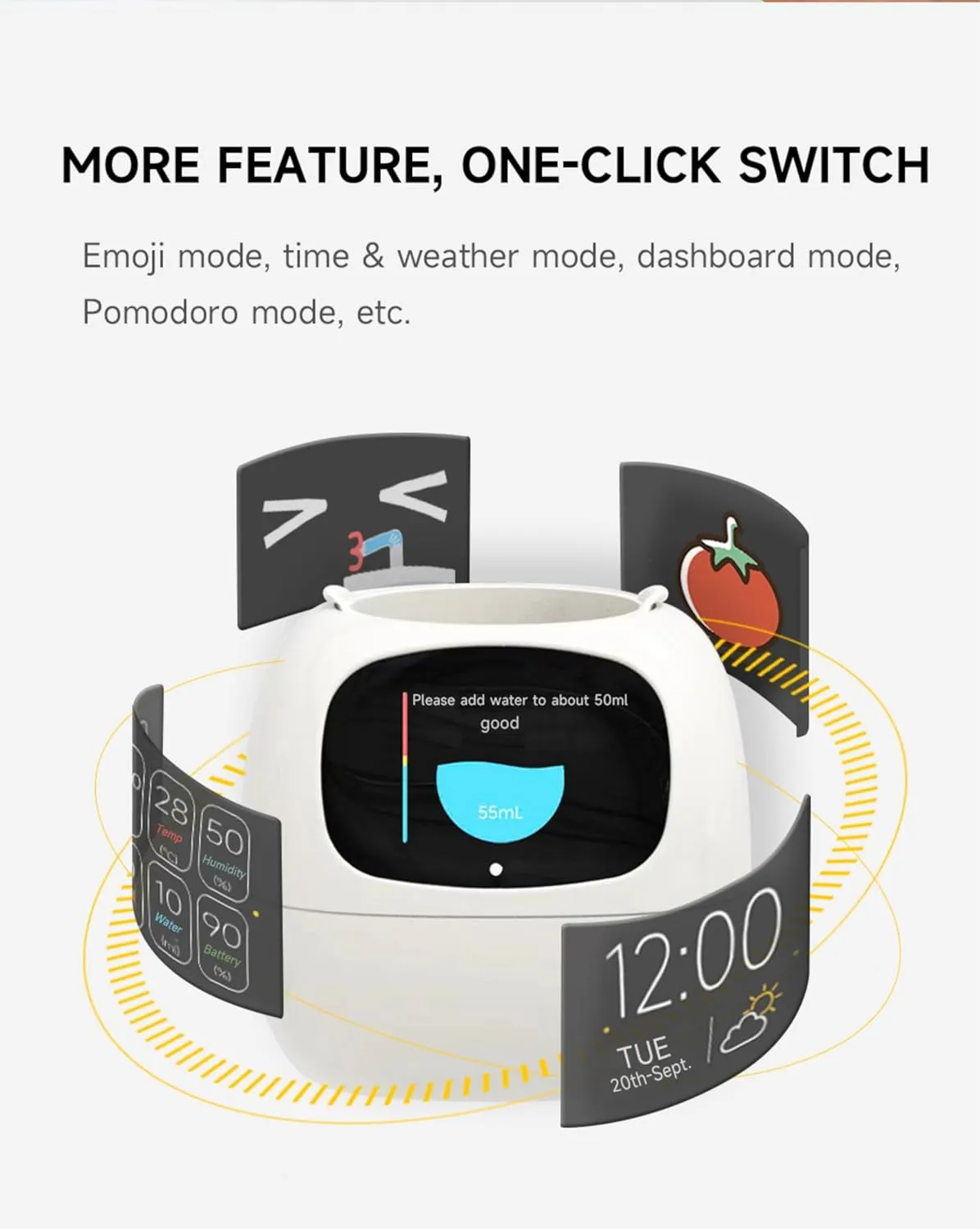 Plantagotchi AI Plant Pot with Expression - Smart Planter Robot Guidance on Plant Companion with Rich Gesture Interaction, Desk Setup Gift (Yellow)