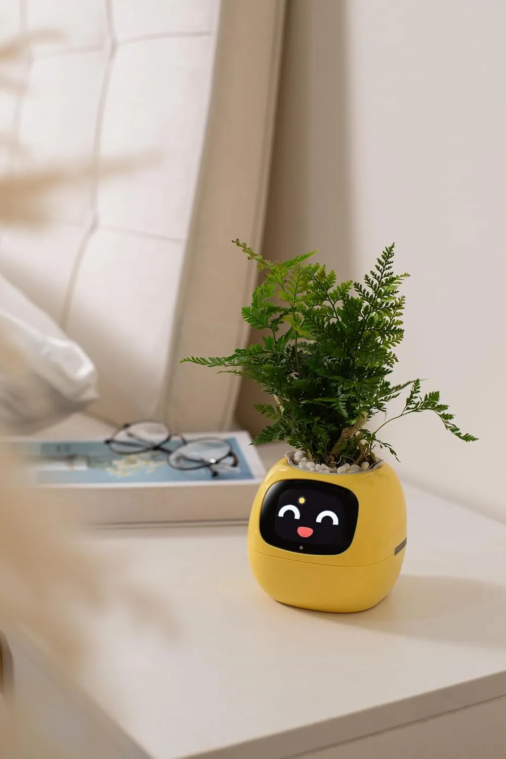 Plantagotchi AI Plant Pot with Expression - Smart Planter Robot Guidance on Plant Companion with Rich Gesture Interaction, Desk Setup Gift (Yellow)