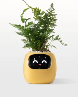 Plantagotchi AI Plant Pot with Expression - Smart Planter Robot Guidance on Plant Companion with Rich Gesture Interaction, Desk Setup Gift (Yellow)