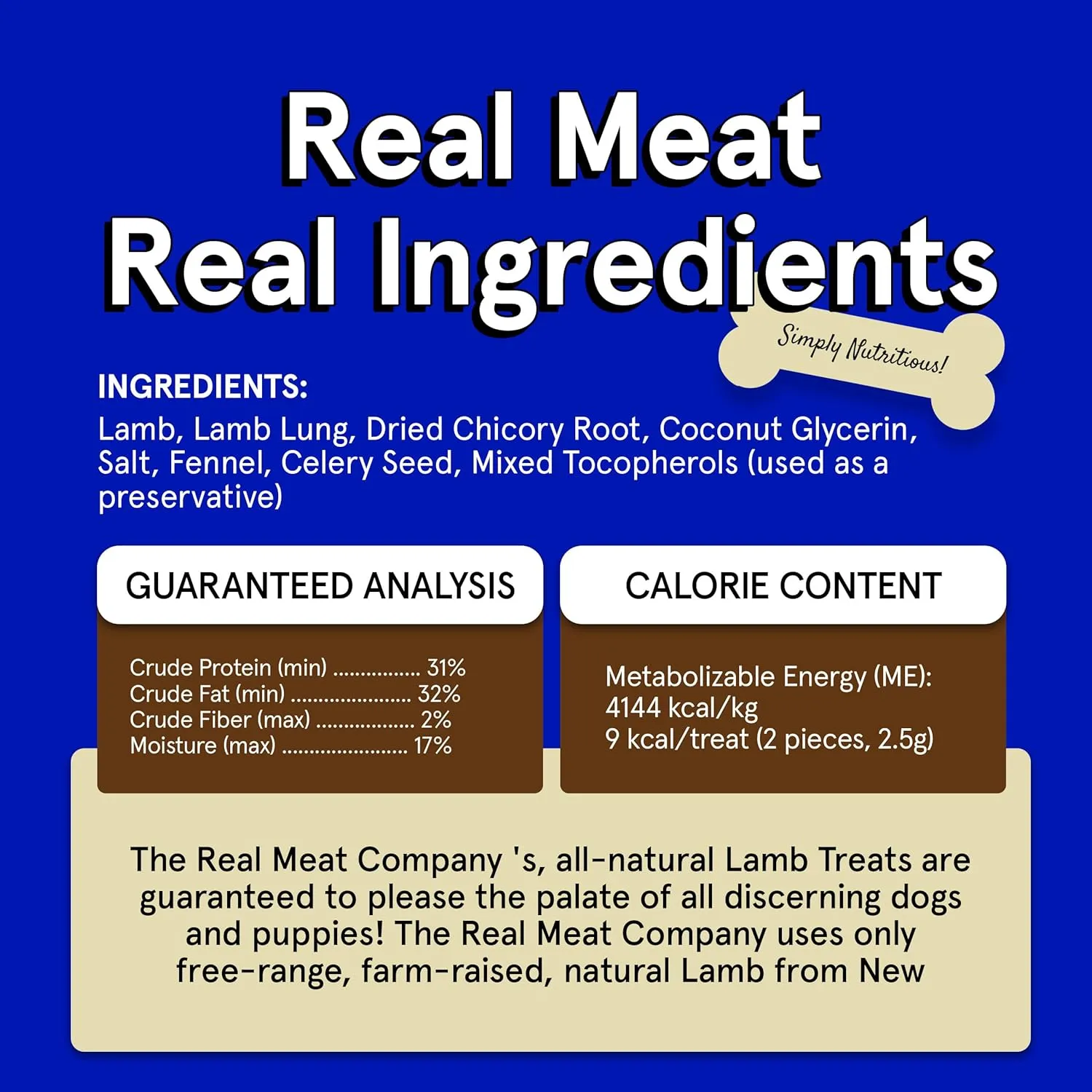 Real Meat Dog Treats - 4oz Bag of Bite-Sized Air-Dried Lamb Jerky for Dogs - Grain-Free Jerky Pet Treats Made up of 95% Free-Range, Grass Fed Lamb - All-Natural High Protein