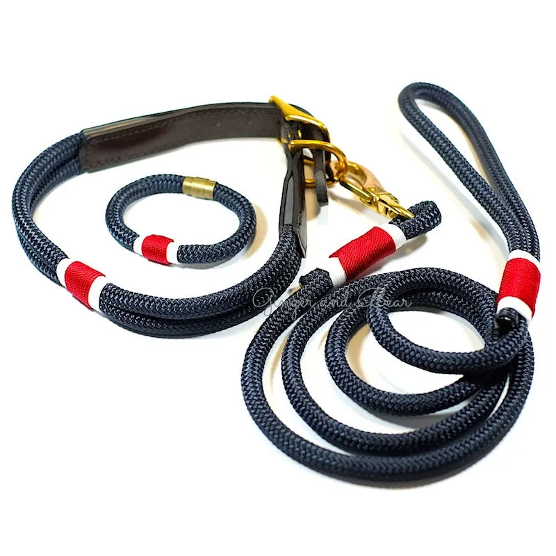 Rugged Hudson Leash: Red&White Navy